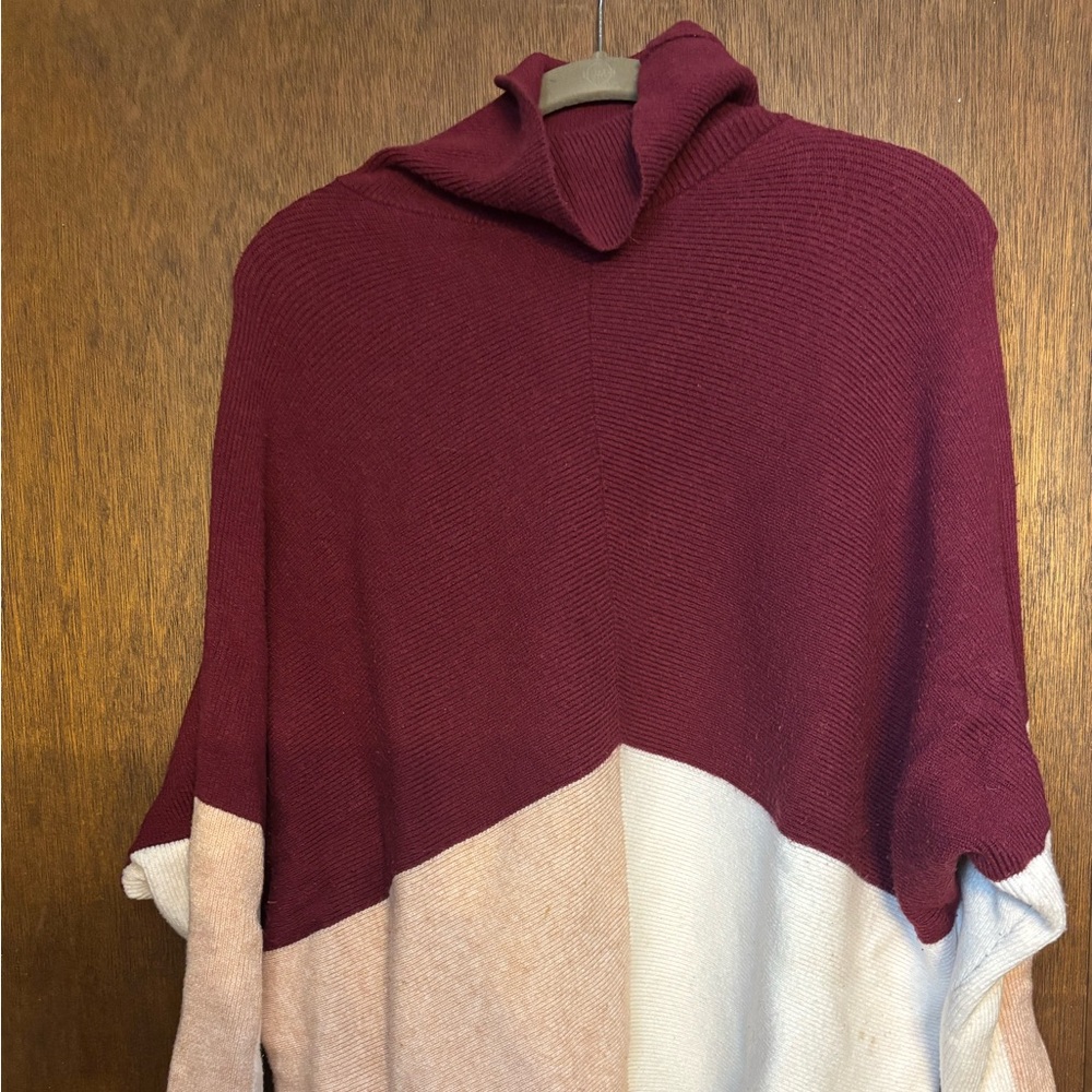 Women's Burgundy and Cream Sweater